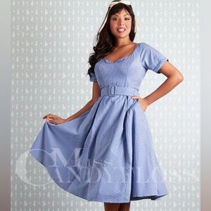 💛SOLD💛NWT Miss Candyfloss Blue Gingham Cosima-Lee Pinup Dress: L ‎